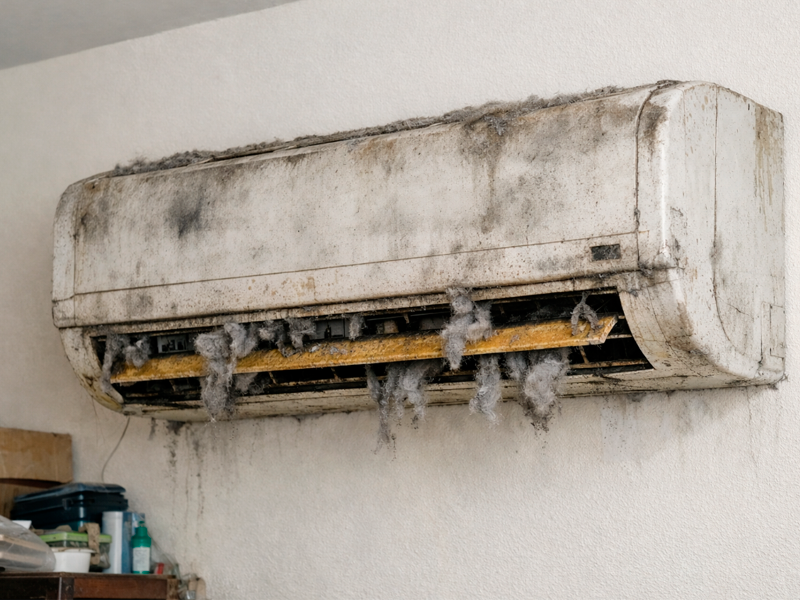 Загрязнённый внутренний блок кондиционера
